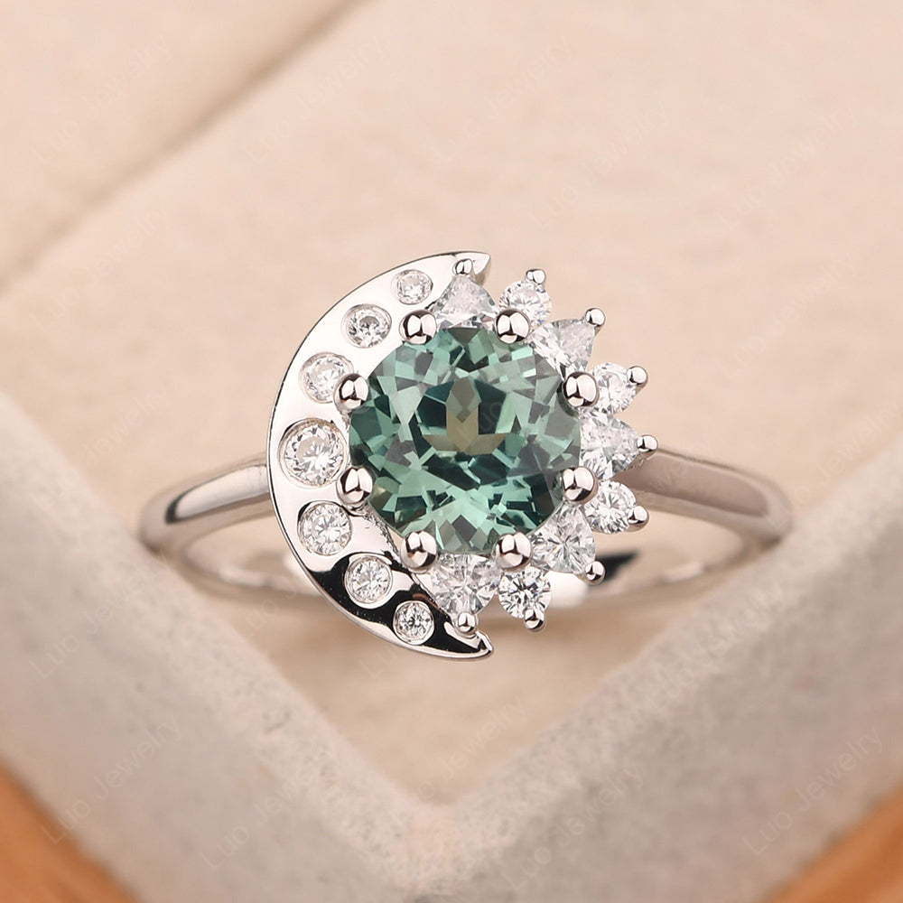 Unique Green Sapphire Engagement Ring Yellow Gold - LUO Jewelry