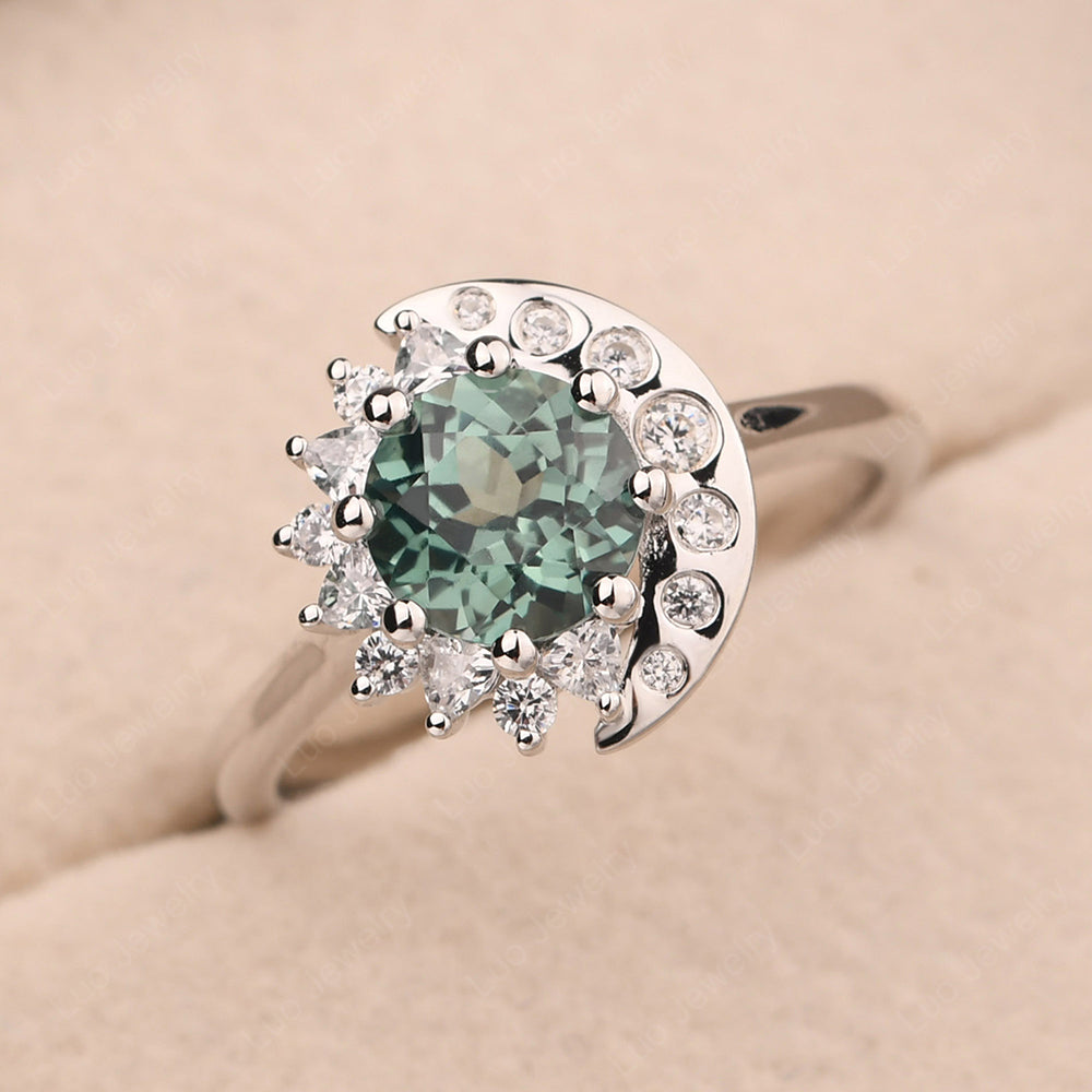 Unique Green Sapphire Engagement Ring Yellow Gold - LUO Jewelry