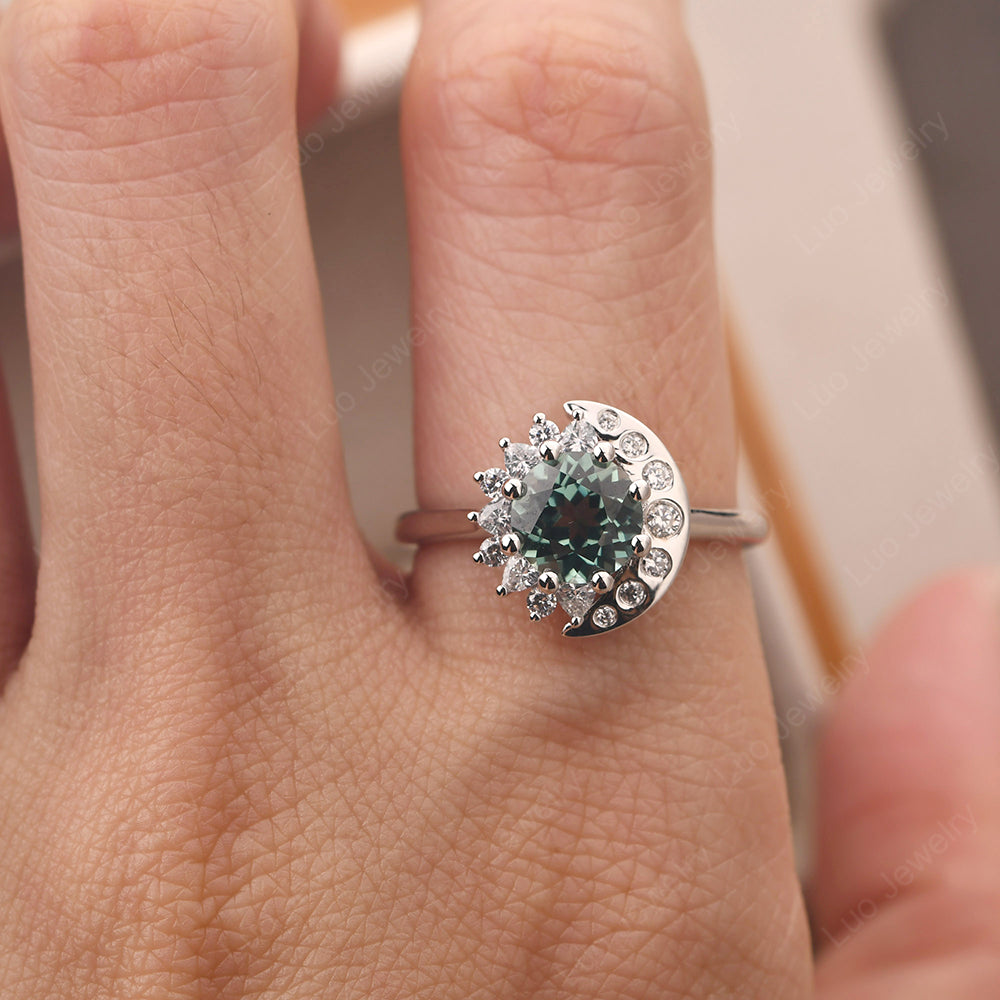 Unique Green Sapphire Engagement Ring Yellow Gold - LUO Jewelry