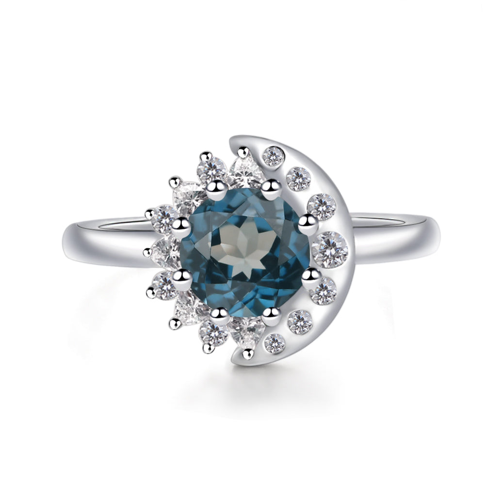 Unique London Blue Topaz Engagement Ring Yellow Gold - LUO Jewelry