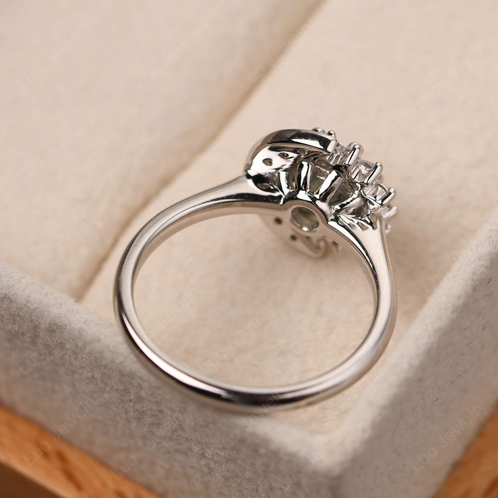 Unique Moss Agate Engagement Ring Yellow Gold - LUO Jewelry