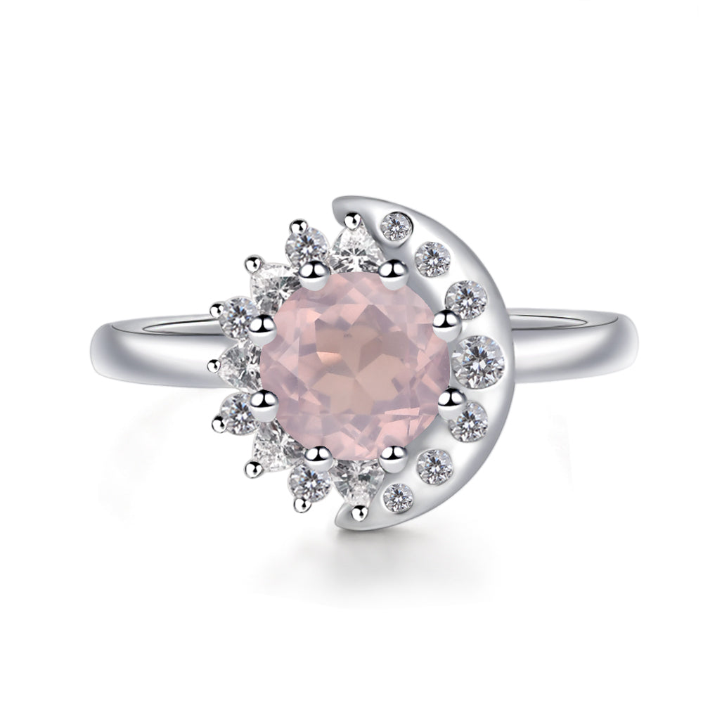 Unique Rose Quartz Engagement Ring Yellow Gold - LUO Jewelry