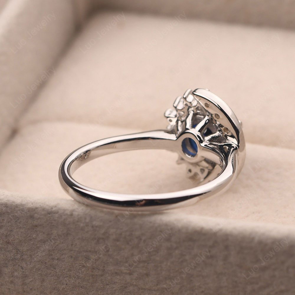 Unique Lab Sapphire Engagement Ring Yellow Gold - LUO Jewelry