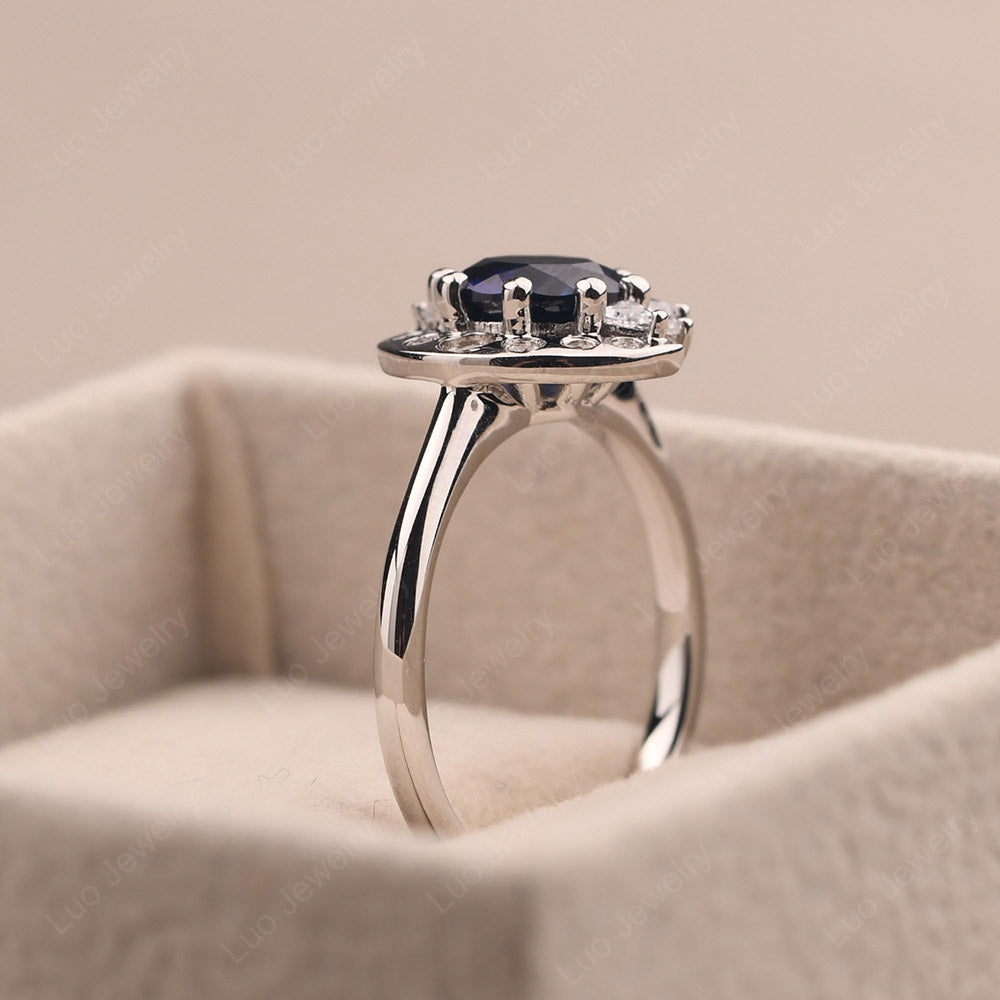 Unique Lab Sapphire Engagement Ring Yellow Gold - LUO Jewelry