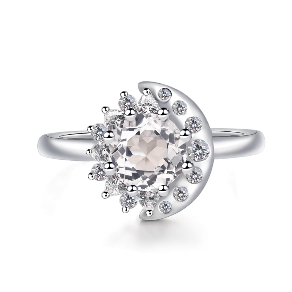 Unique White Topaz Engagement Ring Yellow Gold - LUO Jewelry