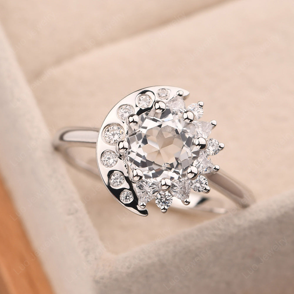 Unique White Topaz Engagement Ring Yellow Gold - LUO Jewelry