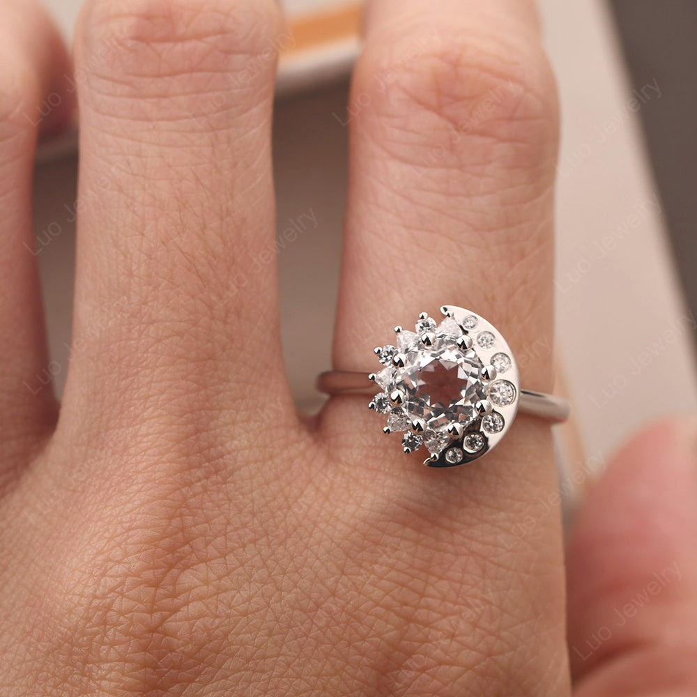 Unique White Topaz Engagement Ring Yellow Gold - LUO Jewelry