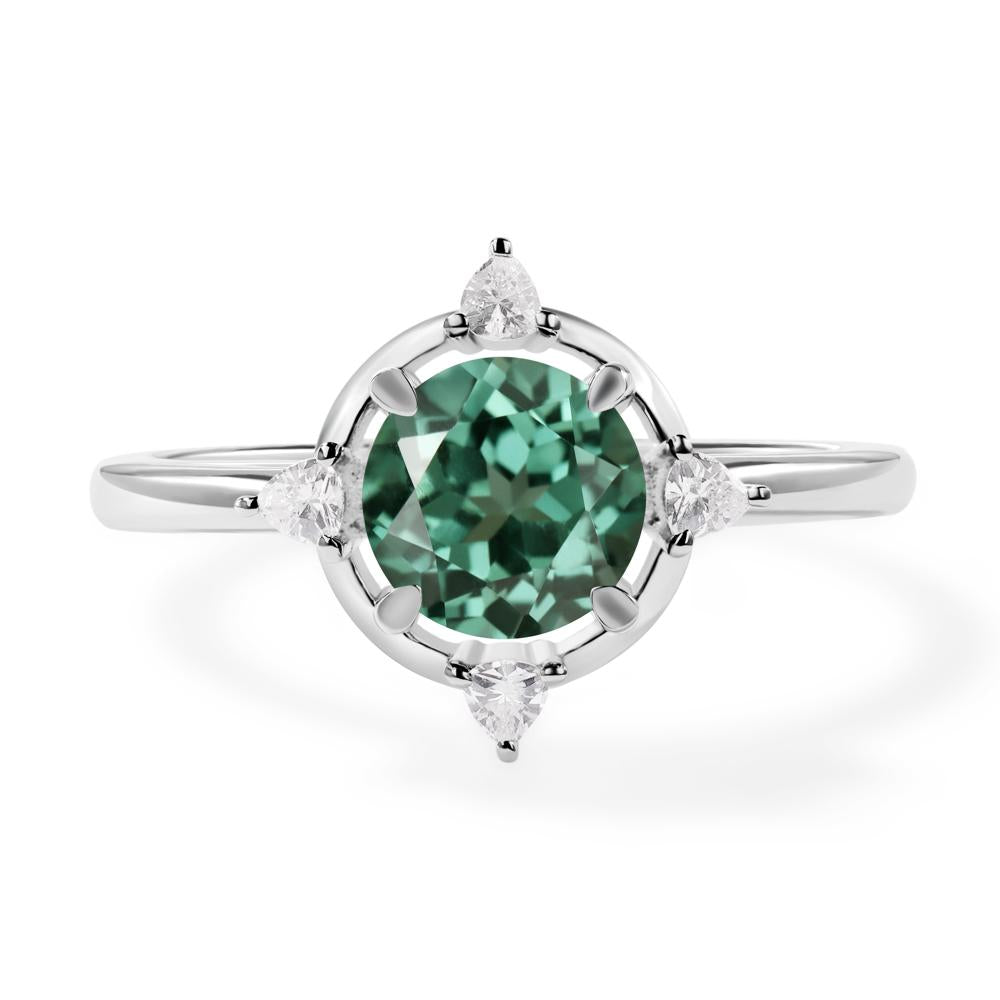Lab Green Sapphire North Star Engagement Ring - LUO Jewelry #metal_18k white gold