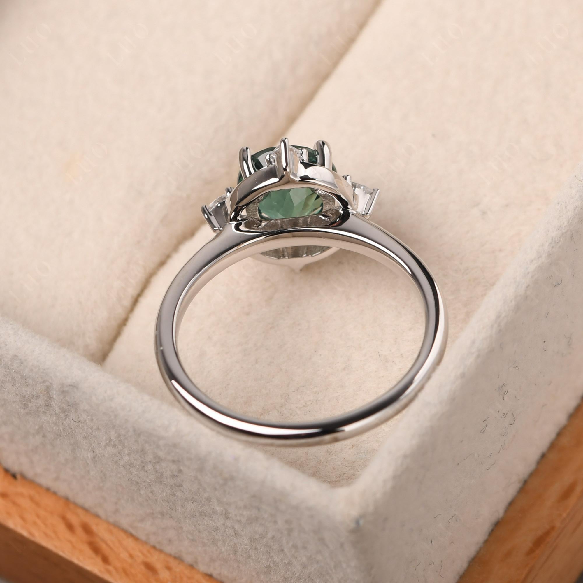 Lab Green Sapphire North Star Engagement Ring - LUO Jewelry