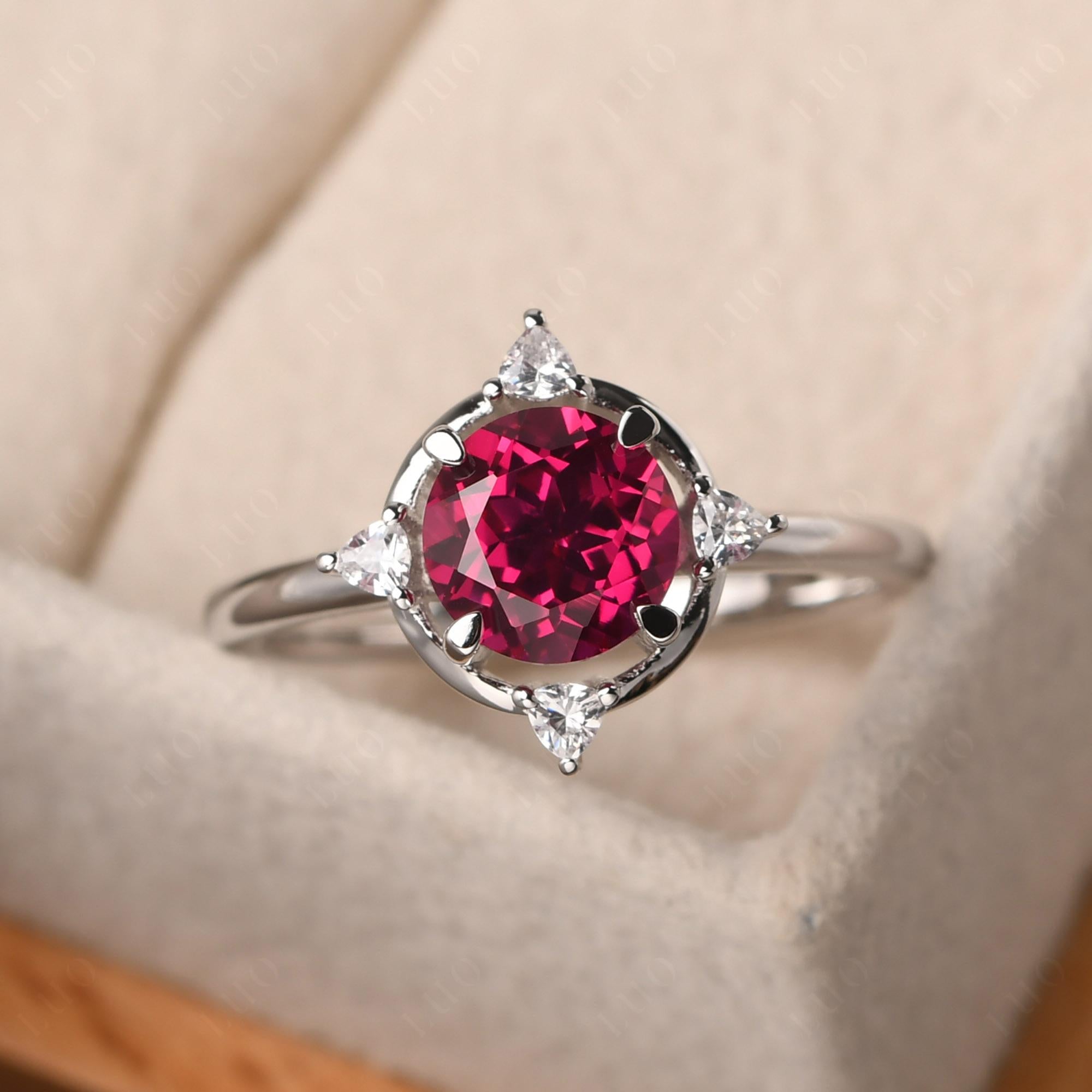 Lab Created Ruby North Star Engagement Ring - LUO Jewelry