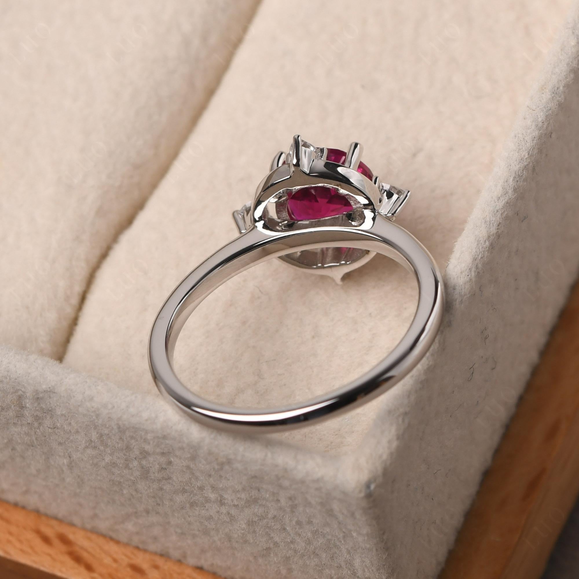 Lab Created Ruby North Star Engagement Ring - LUO Jewelry