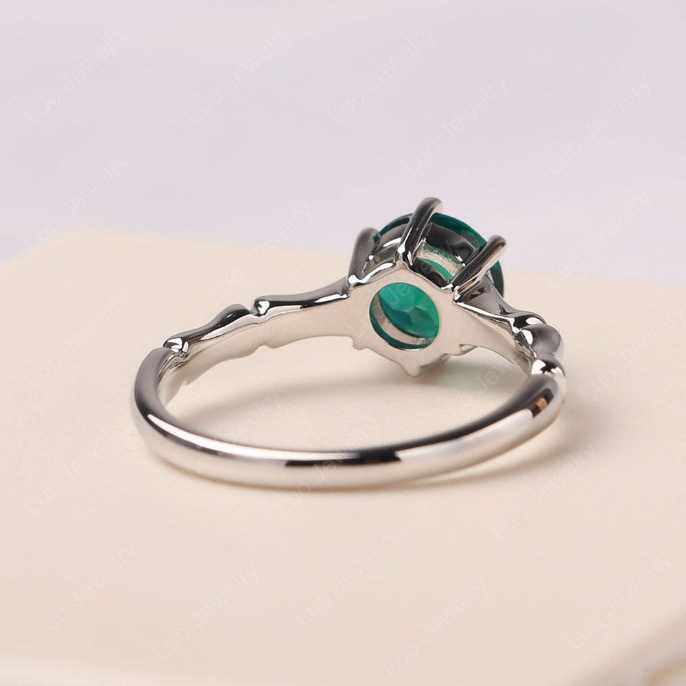 Bamboo 6 Prong Emerald Solitaire Ring - LUO Jewelry