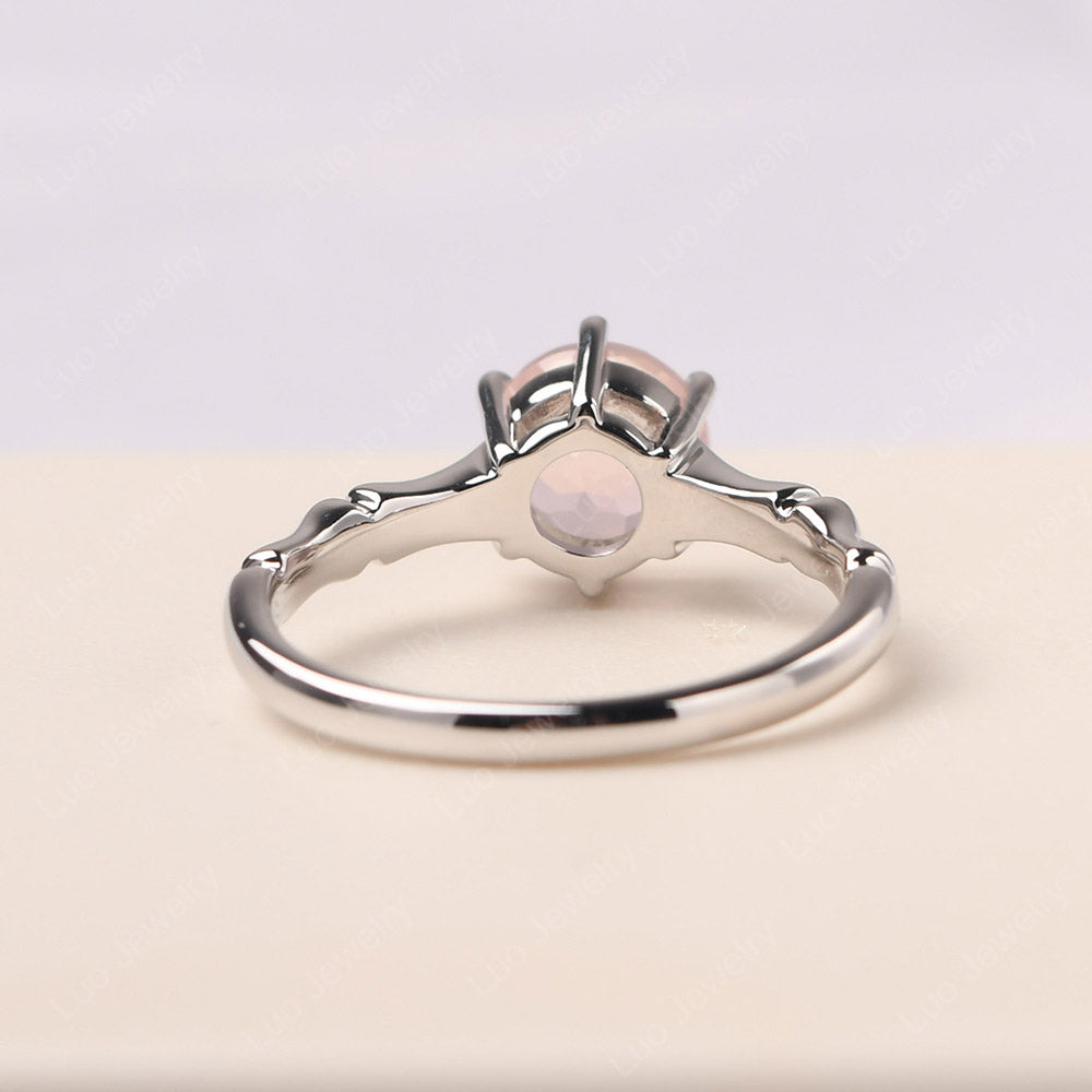 Bamboo 6 Prong Rose Quartz Solitaire Ring - LUO Jewelry