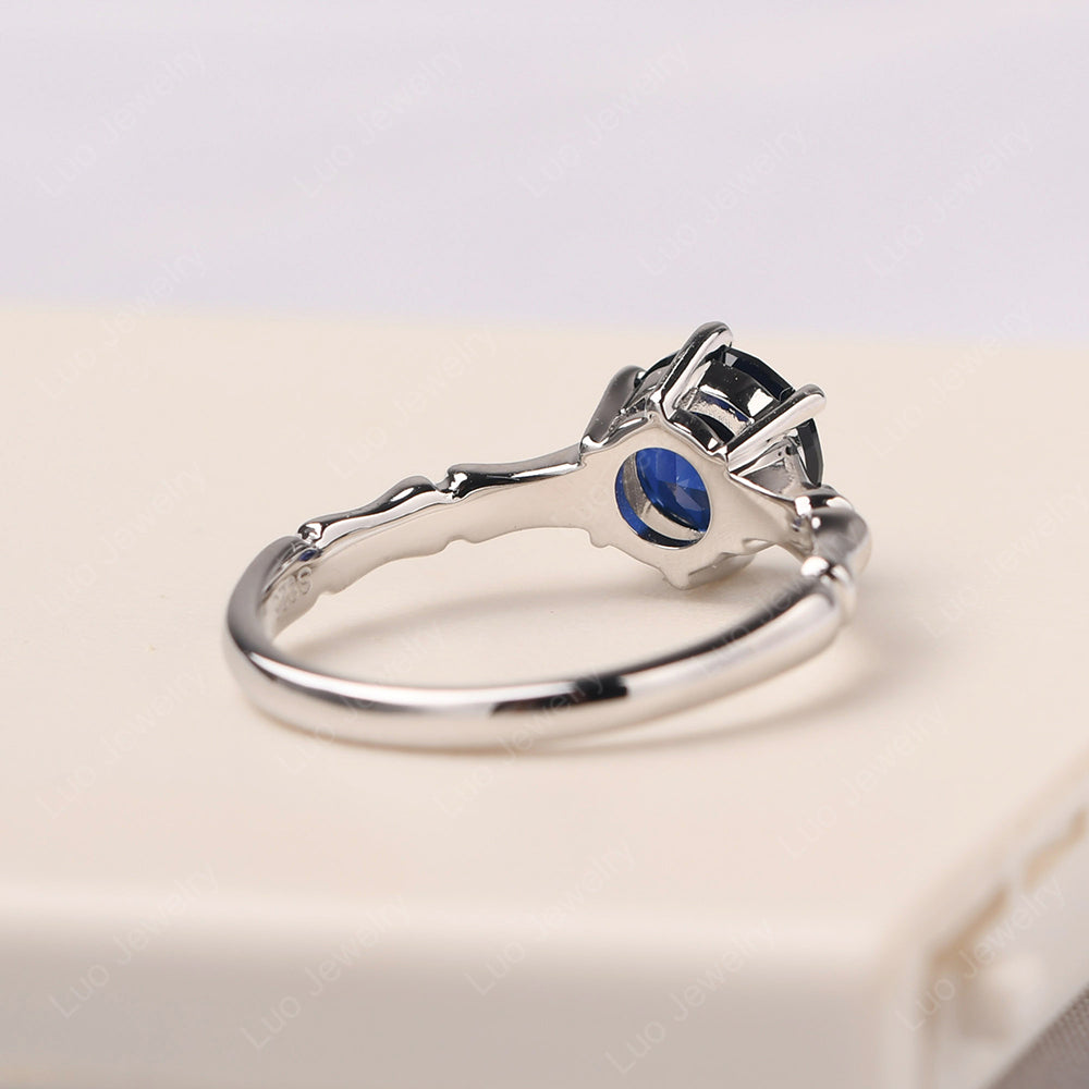 Bamboo 6 Prong Lab Sapphire Solitaire Ring - LUO Jewelry