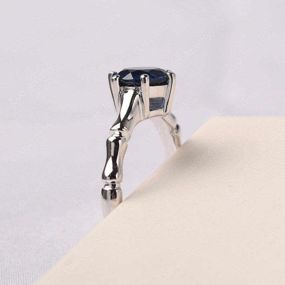 Bamboo 6 Prong Lab Sapphire Solitaire Ring - LUO Jewelry