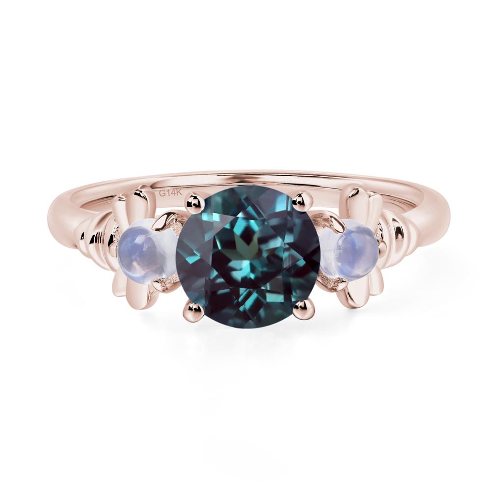 Moonstone and Alexandrite Bee Ring - LUO Jewelry #metal_14k rose gold