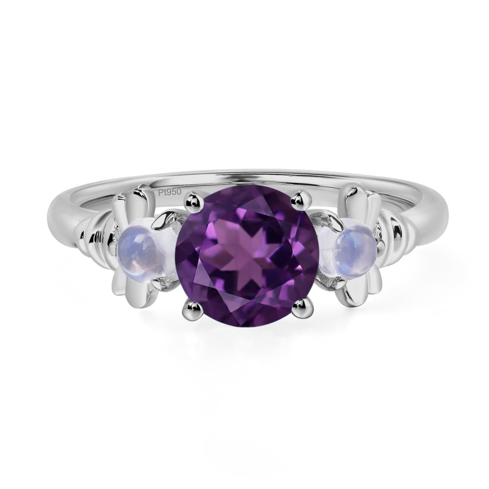 Moonstone and Amethyst Bee Ring - LUO Jewelry #metal_platinum