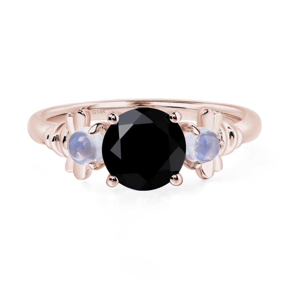Moonstone and Black Stone Bee Ring - LUO Jewelry #metal_14k rose gold