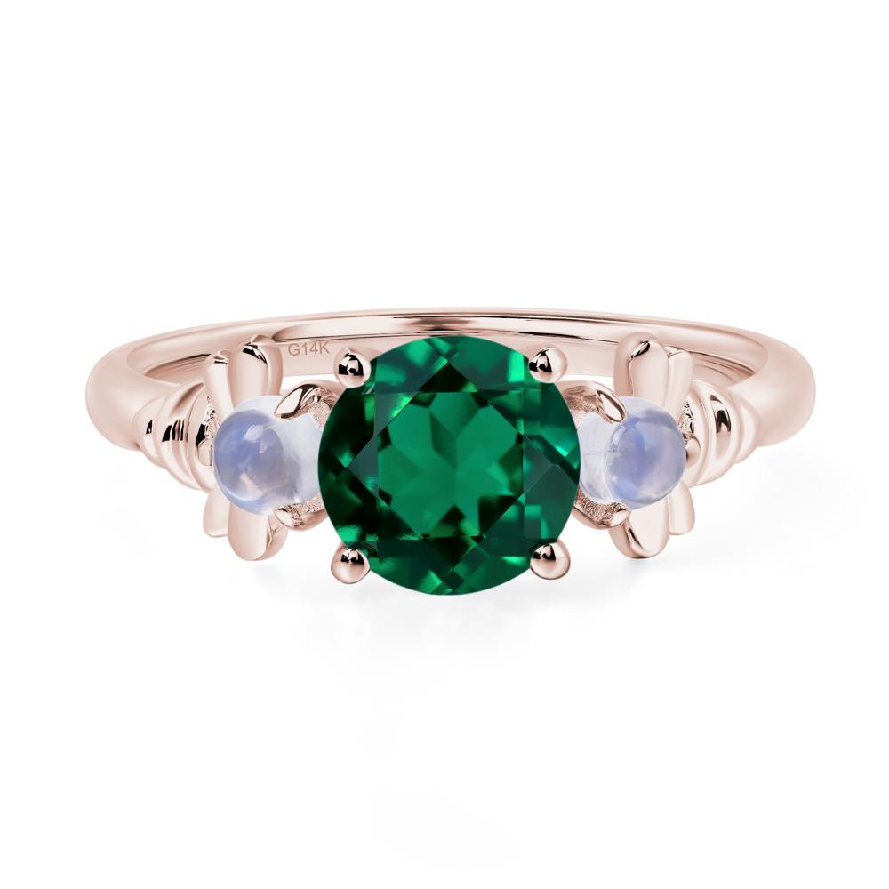 Moonstone and Emerald Bee Ring - LUO Jewelry #metal_14k rose gold