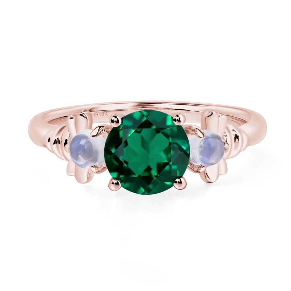 Moonstone and Emerald Bee Ring - LUO Jewelry #metal_18k rose gold