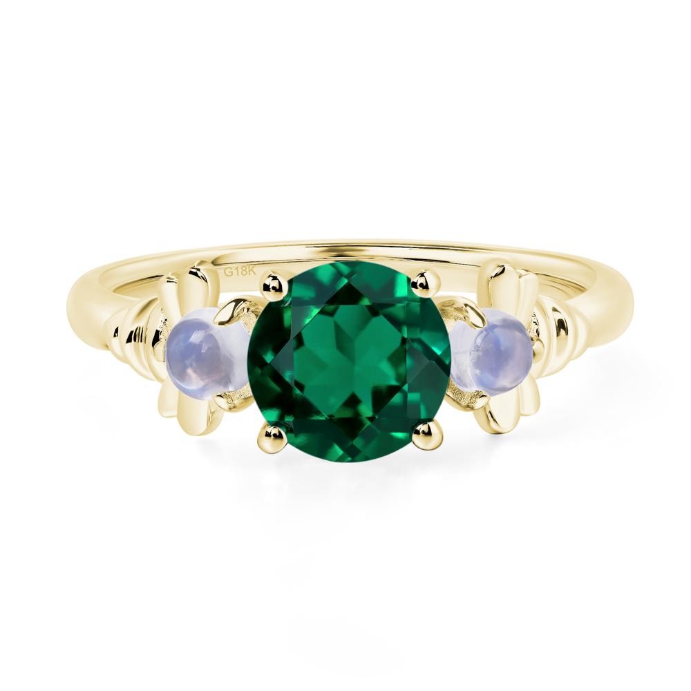 Moonstone and Emerald Bee Ring - LUO Jewelry #metal_18k yellow gold