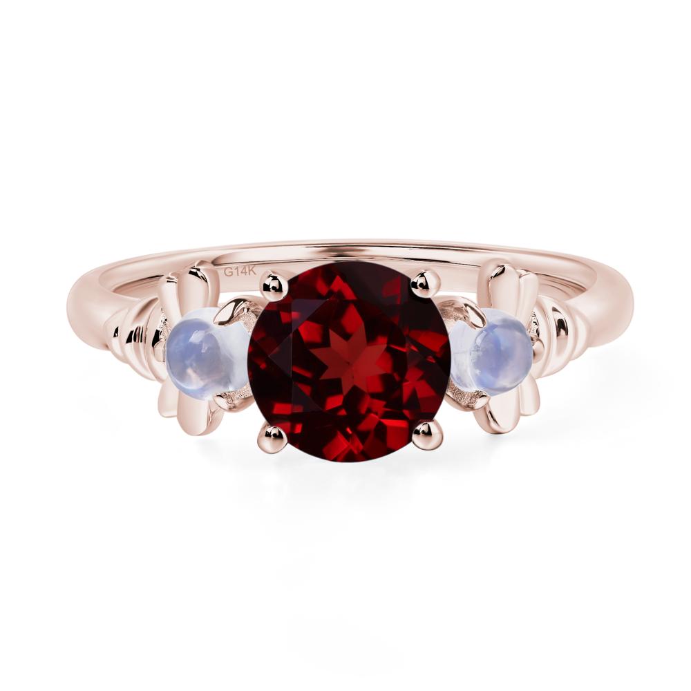 Moonstone and Garnet Bee Ring - LUO Jewelry #metal_14k rose gold