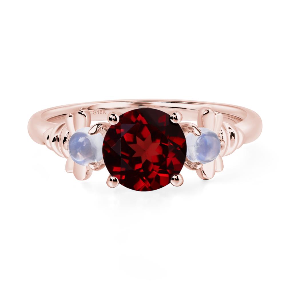 Moonstone and Garnet Bee Ring - LUO Jewelry #metal_18k rose gold
