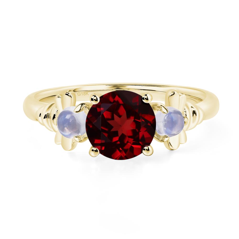 Moonstone and Garnet Bee Ring - LUO Jewelry #metal_18k yellow gold