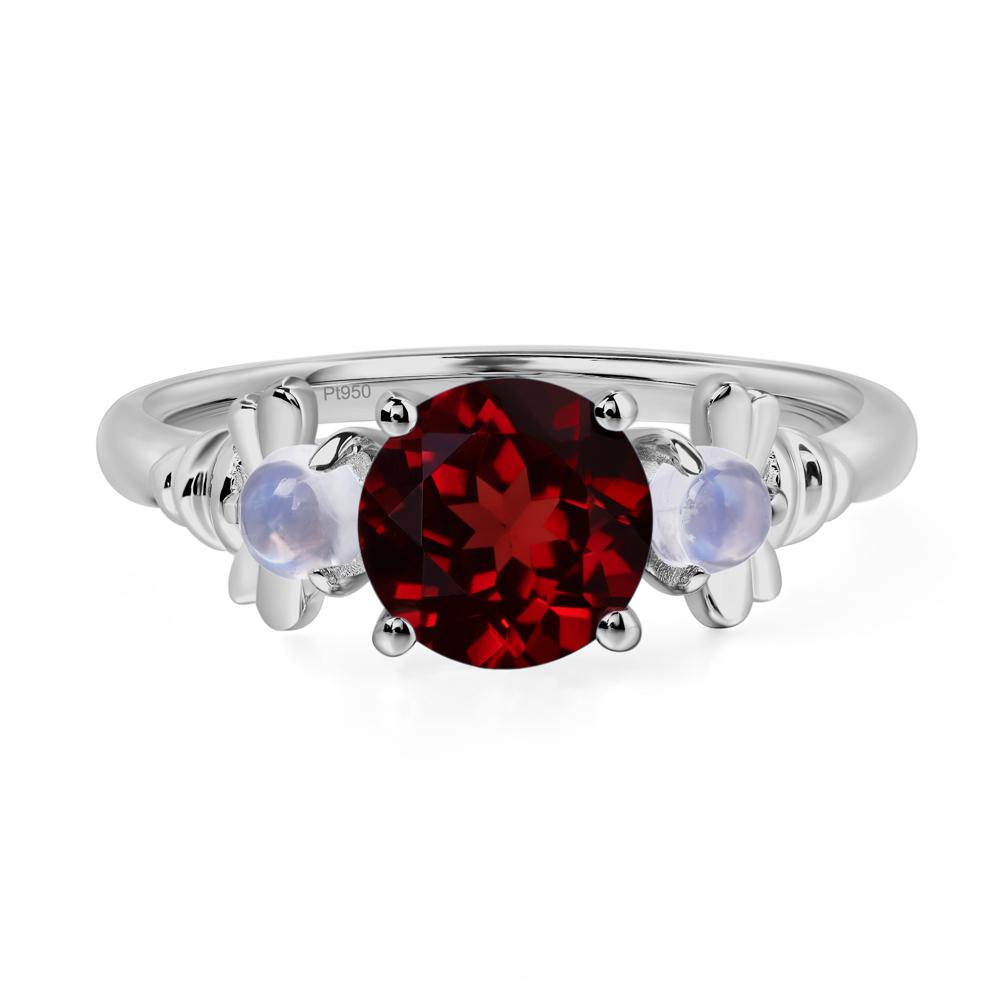 Moonstone and Garnet Bee Ring - LUO Jewelry #metal_platinum