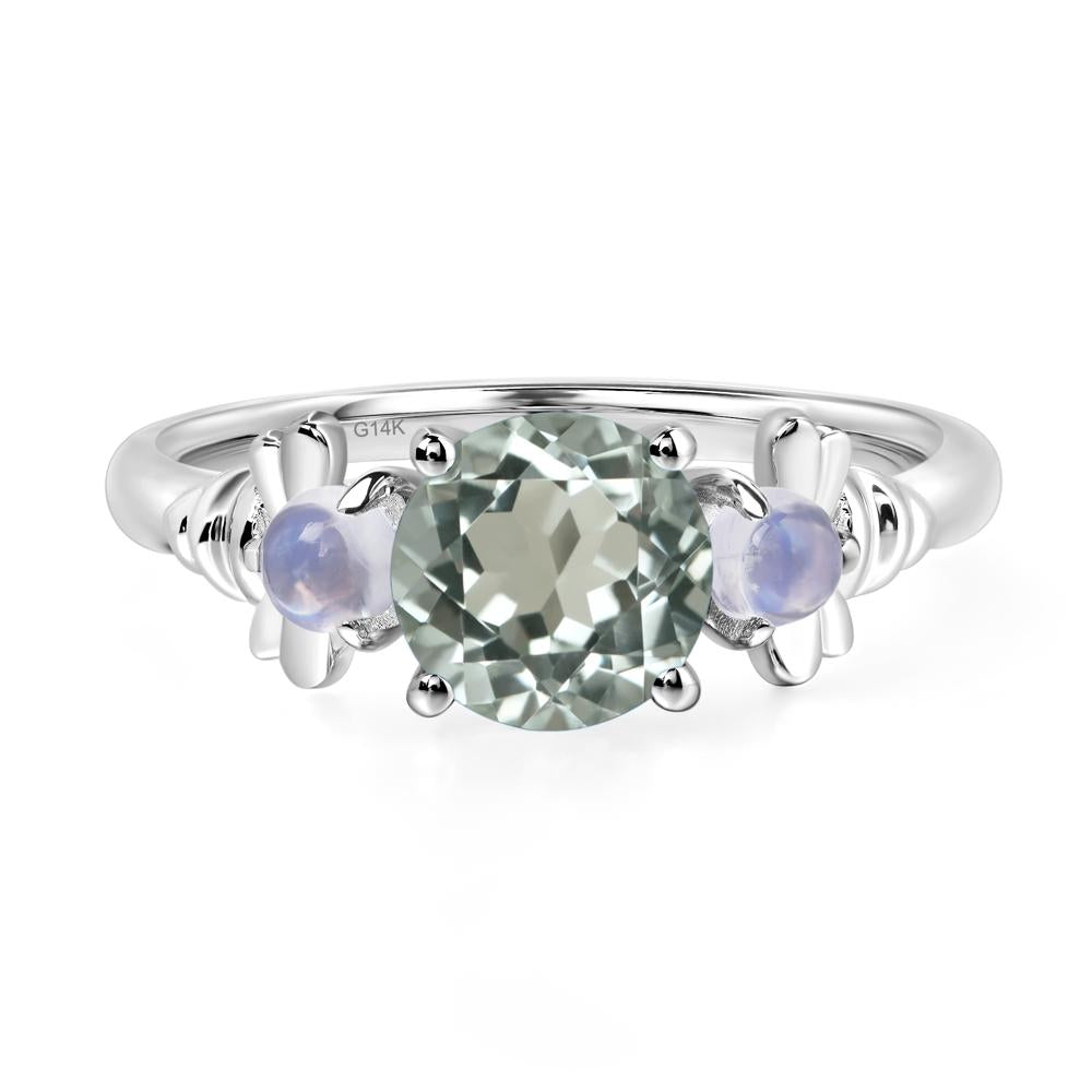 Moonstone and Green Amethyst Bee Ring - LUO Jewelry #metal_14k white gold
