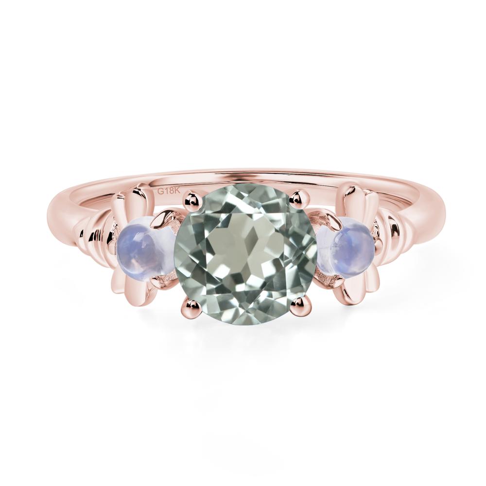 Moonstone and Green Amethyst Bee Ring - LUO Jewelry #metal_18k rose gold