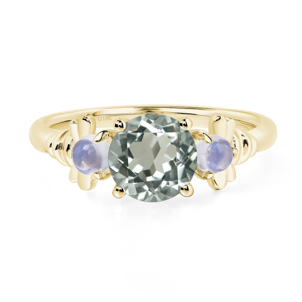 Moonstone and Green Amethyst Bee Ring - LUO Jewelry #metal_18k yellow gold