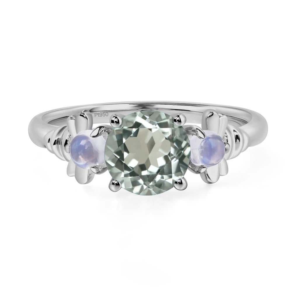 Moonstone and Green Amethyst Bee Ring - LUO Jewelry #metal_platinum