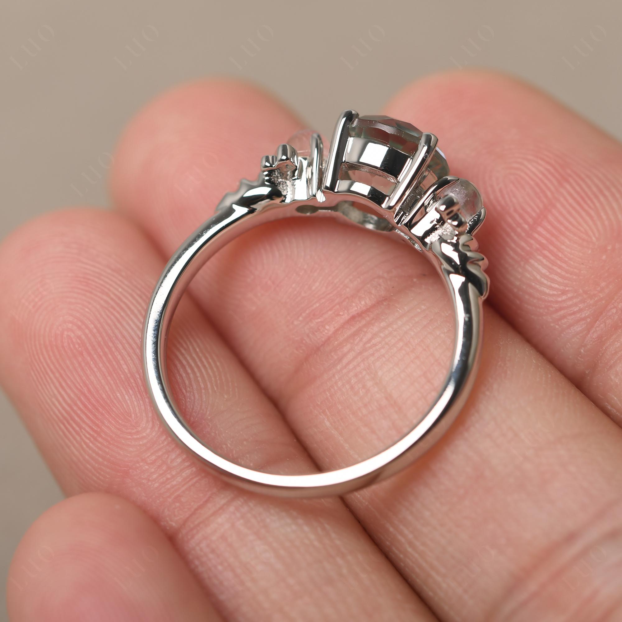 Moonstone and Green Amethyst Bee Ring - LUO Jewelry