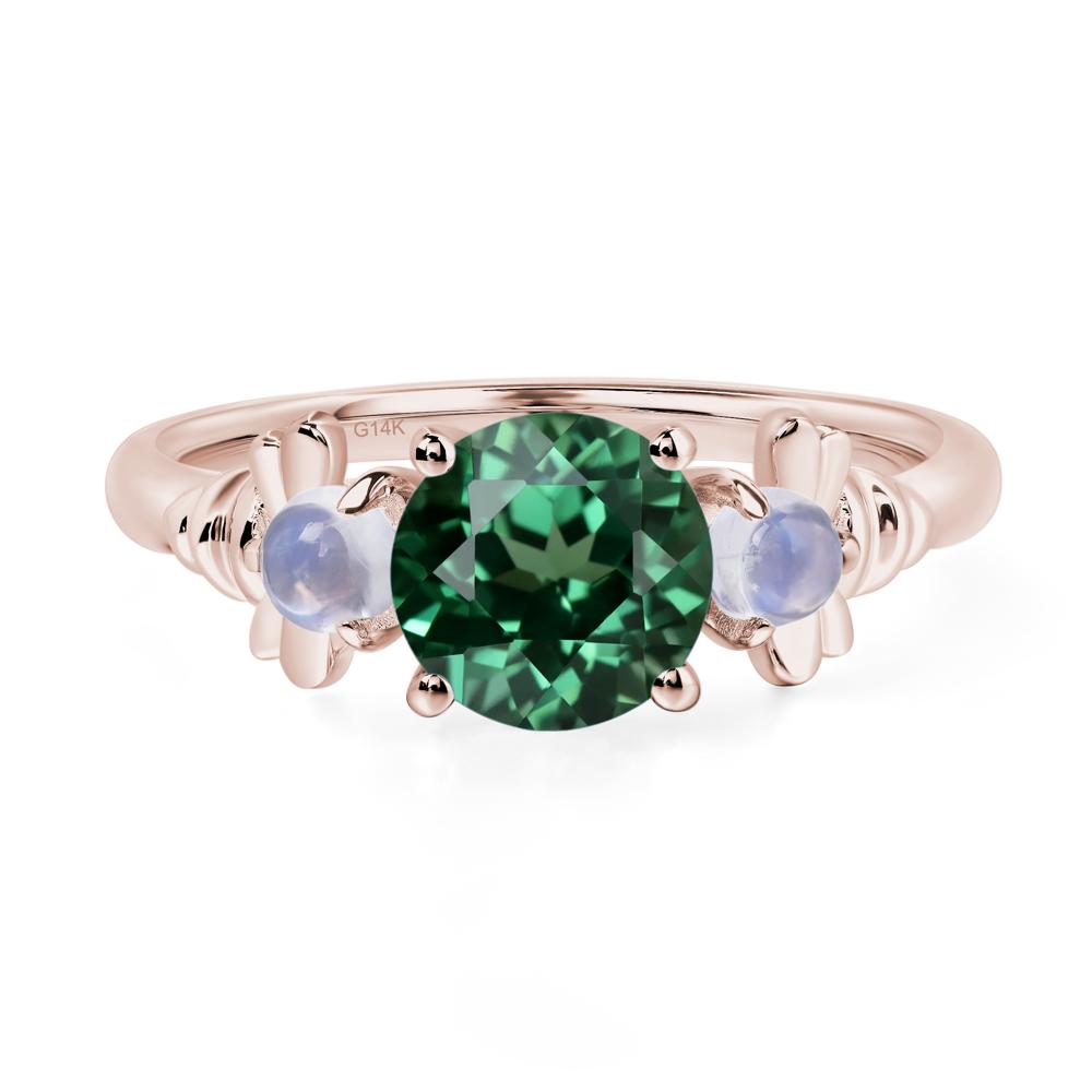 Moonstone and Green Sapphire Bee Ring - LUO Jewelry #metal_14k rose gold