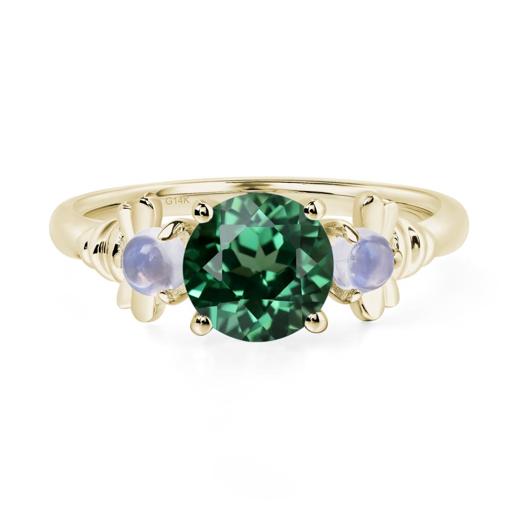 Moonstone and Green Sapphire Bee Ring - LUO Jewelry #metal_14k yellow gold