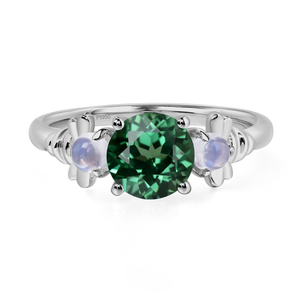 Moonstone and Green Sapphire Bee Ring - LUO Jewelry #metal_platinum