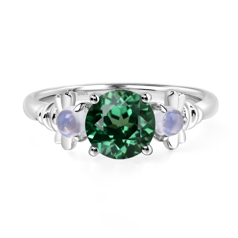 Moonstone and Green Sapphire Bee Ring - LUO Jewelry #metal_sterling silver