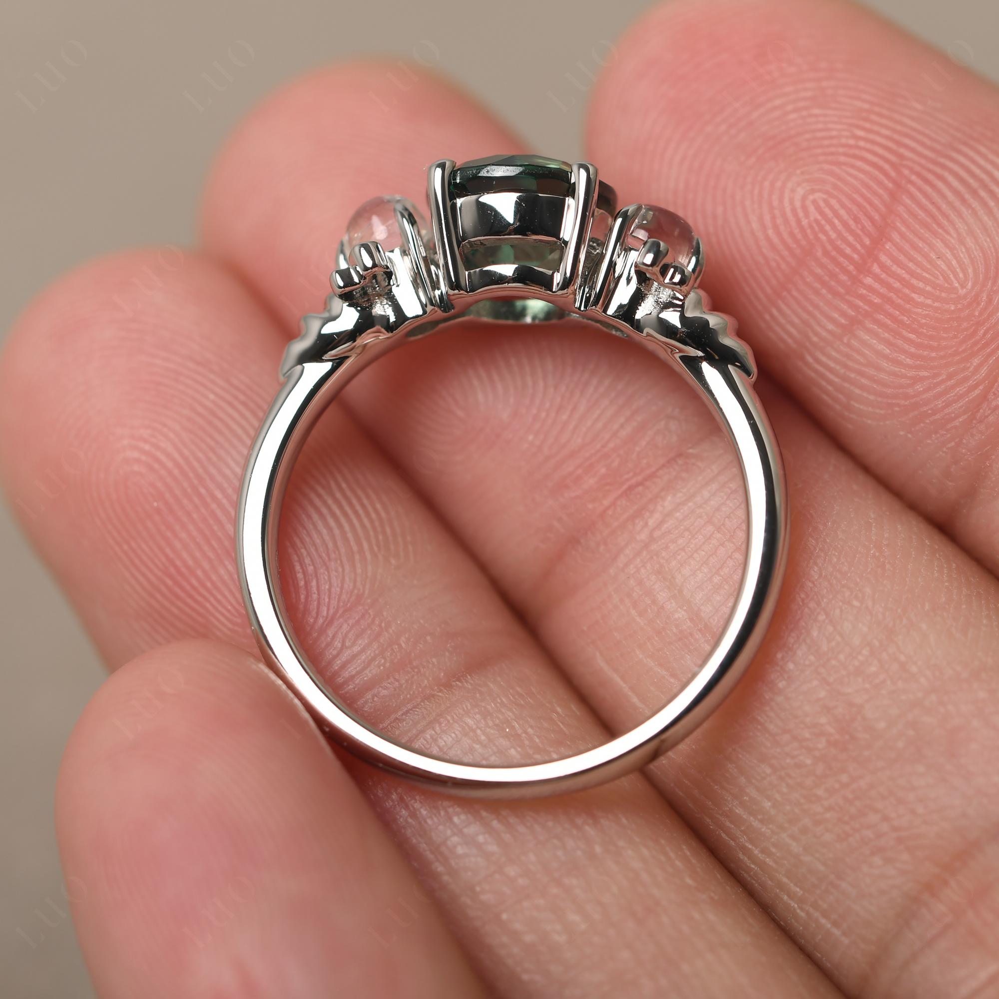 Moonstone and Green Sapphire Bee Ring - LUO Jewelry