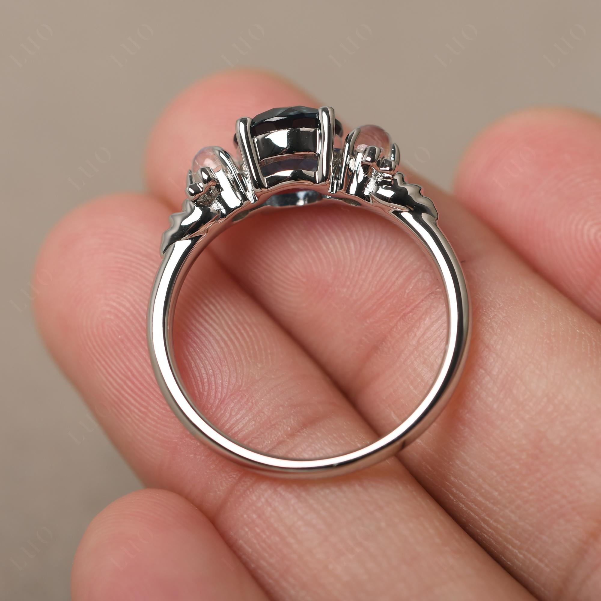 Moonstone and London Blue Topaz Bee Ring - LUO Jewelry
