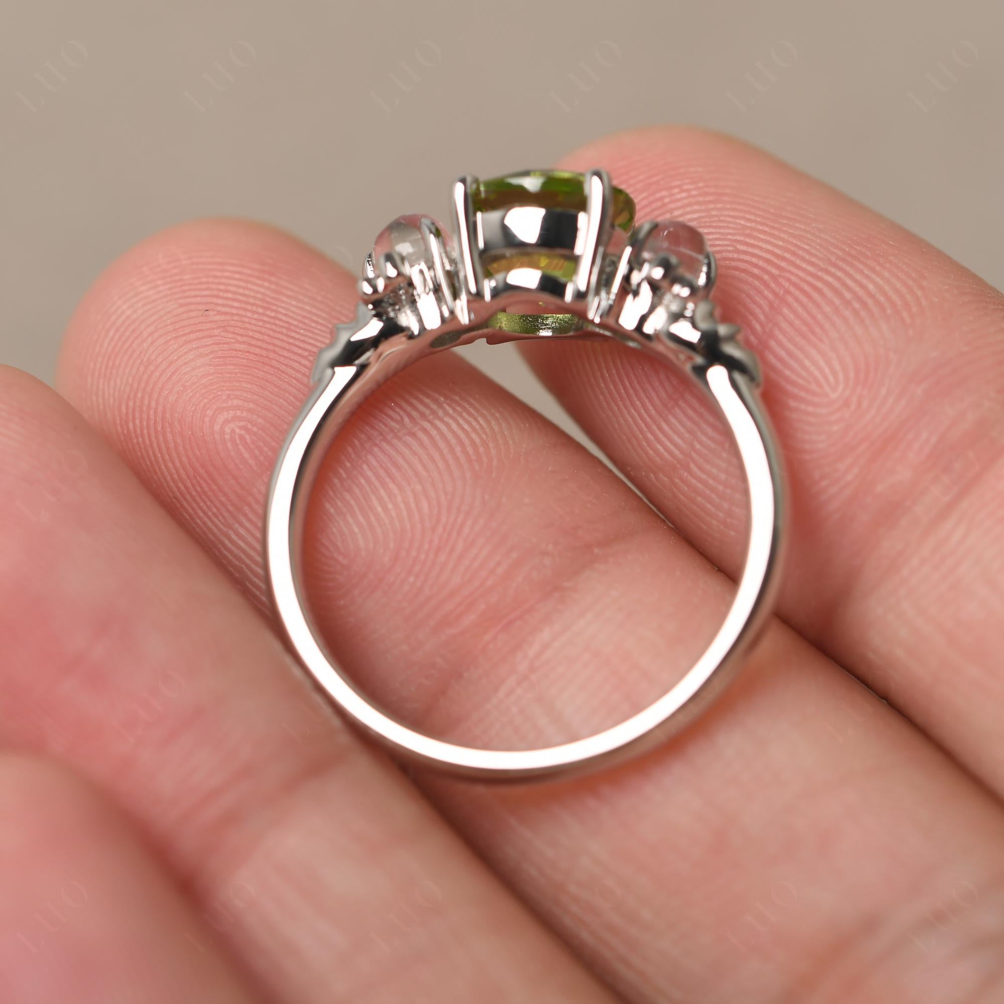 Moonstone and Peridot Bee Ring - LUO Jewelry