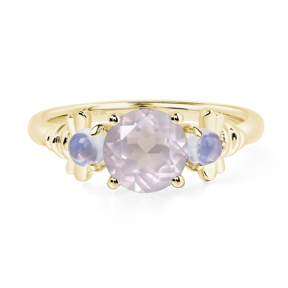Moonstone and Rose Quartz Bee Ring - LUO Jewelry #metal_18k yellow gold