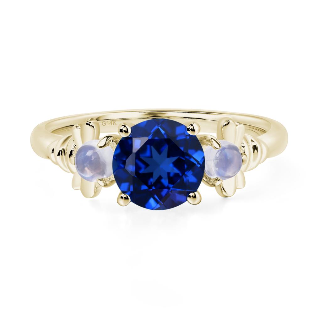 Moonstone and Sapphire Bee Ring - LUO Jewelry #metal_14k yellow gold
