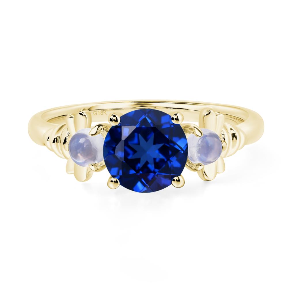Moonstone and Sapphire Bee Ring - LUO Jewelry #metal_18k yellow gold