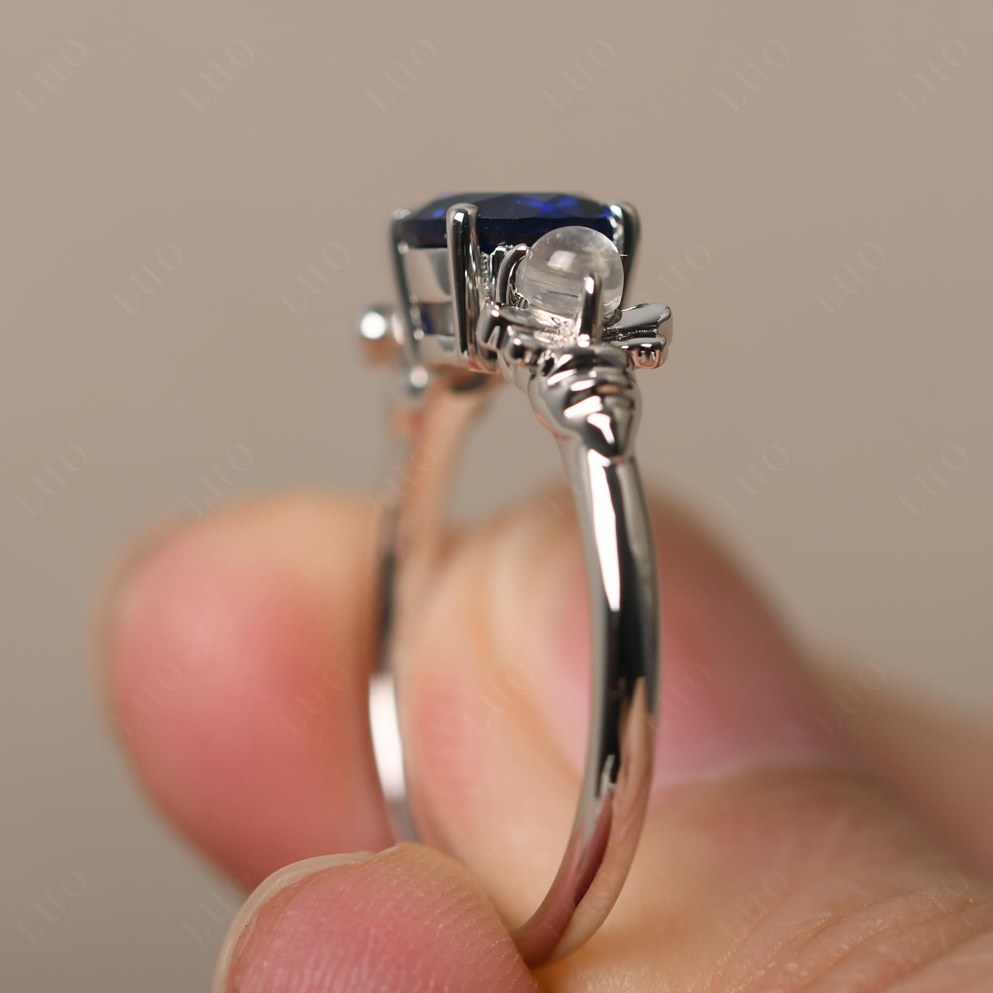 Moonstone and Sapphire Bee Ring - LUO Jewelry