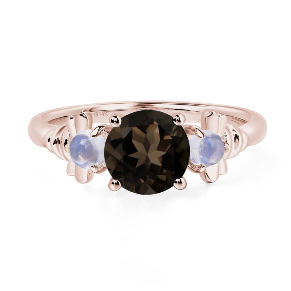 Moonstone and Smoky Quartz Bee Ring - LUO Jewelry #metal_14k rose gold