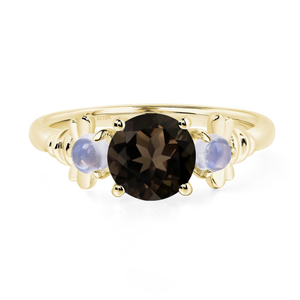 Moonstone and Smoky Quartz Bee Ring - LUO Jewelry #metal_18k yellow gold