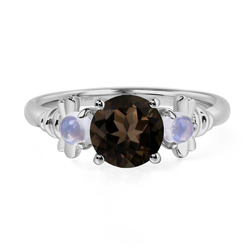 Moonstone and Smoky Quartz Bee Ring - LUO Jewelry #metal_platinum