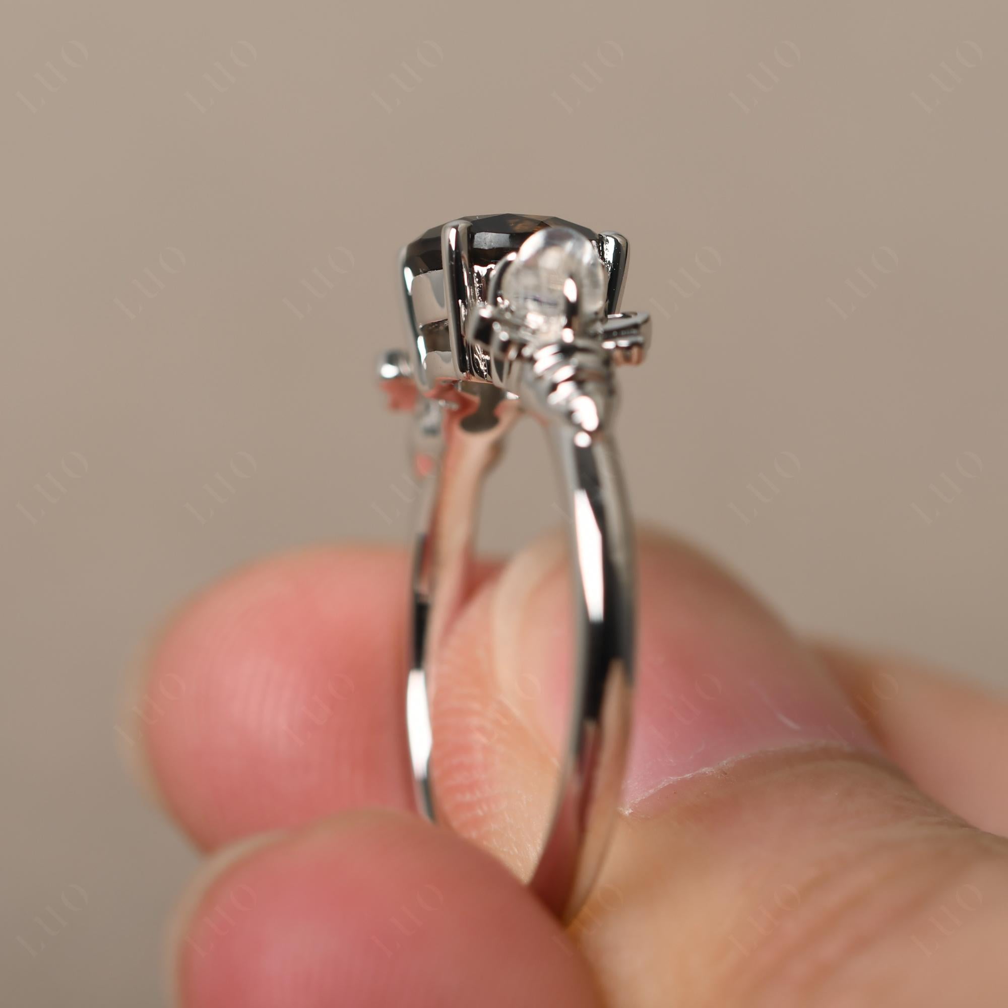 Moonstone and Smoky Quartz Bee Ring - LUO Jewelry