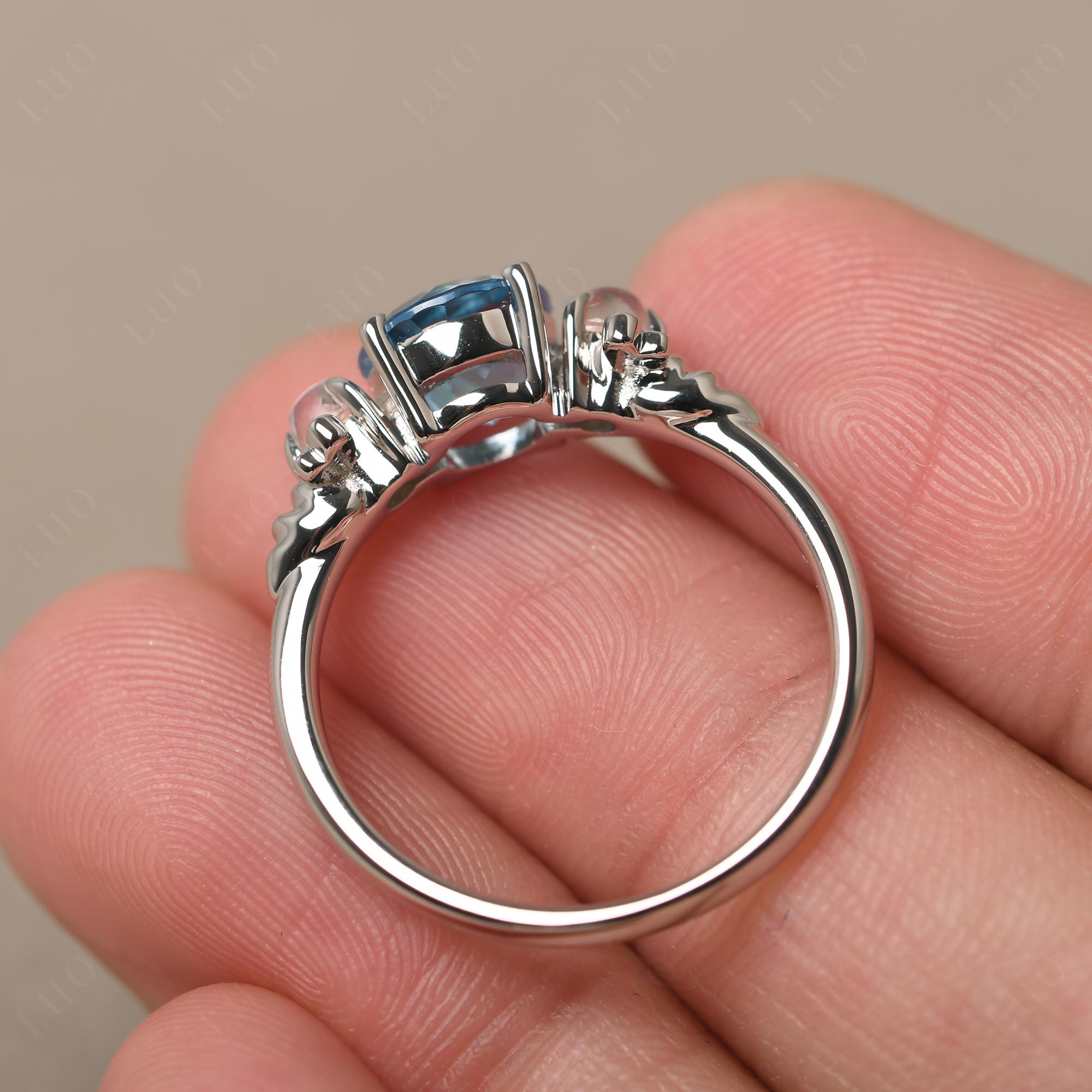 Moonstone and Swiss Blue Topaz Bee Ring - LUO Jewelry